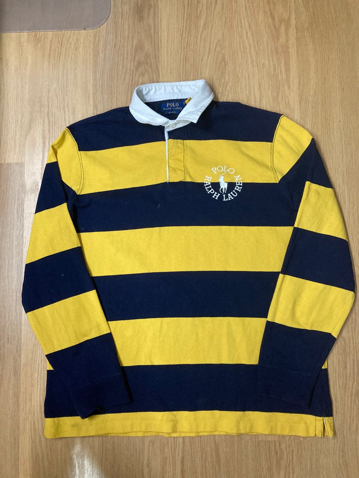 Polo Ralph Lauren Rugbypolo - L - Yellow - Navy, Maat 52/54 (L), Blauw, Ophalen of Verzenden, Zo goed als nieuw