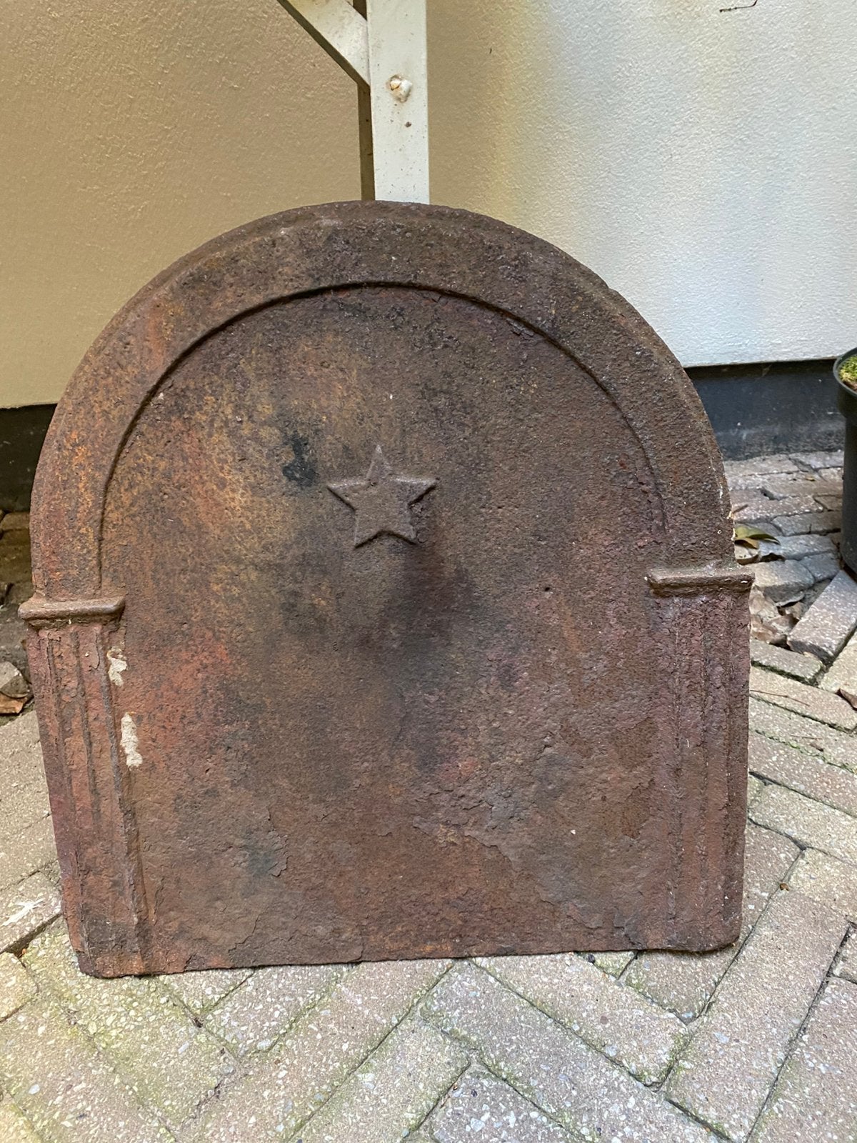 Oude gietijzeren openhaard plaat, Ophalen of Verzenden