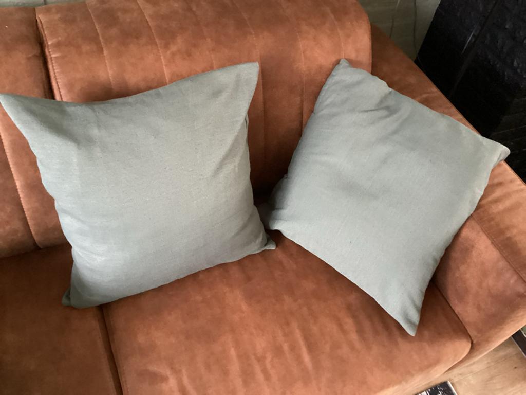 Set van 2 groene kussens, Ophalen of Verzenden, Zo goed als nieuw, Vierkant