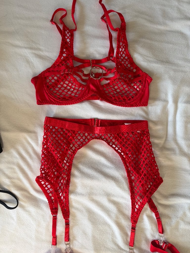 Rode bh en jarretels, Kleding | Dames, Onbekend, Verzenden, Rood, BH