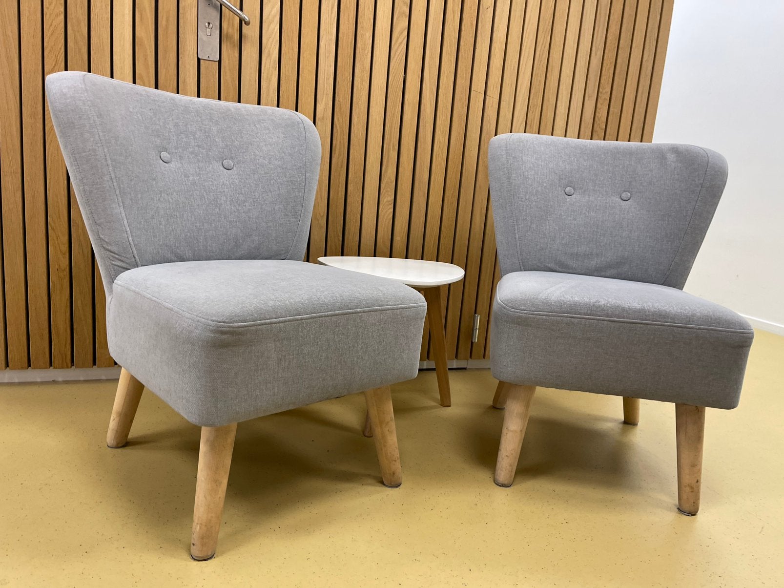2 Stoffe fauteuils incl. tafeltje, Ophalen, Gebruikt, 75 tot 100 cm, 50 tot 75 cm