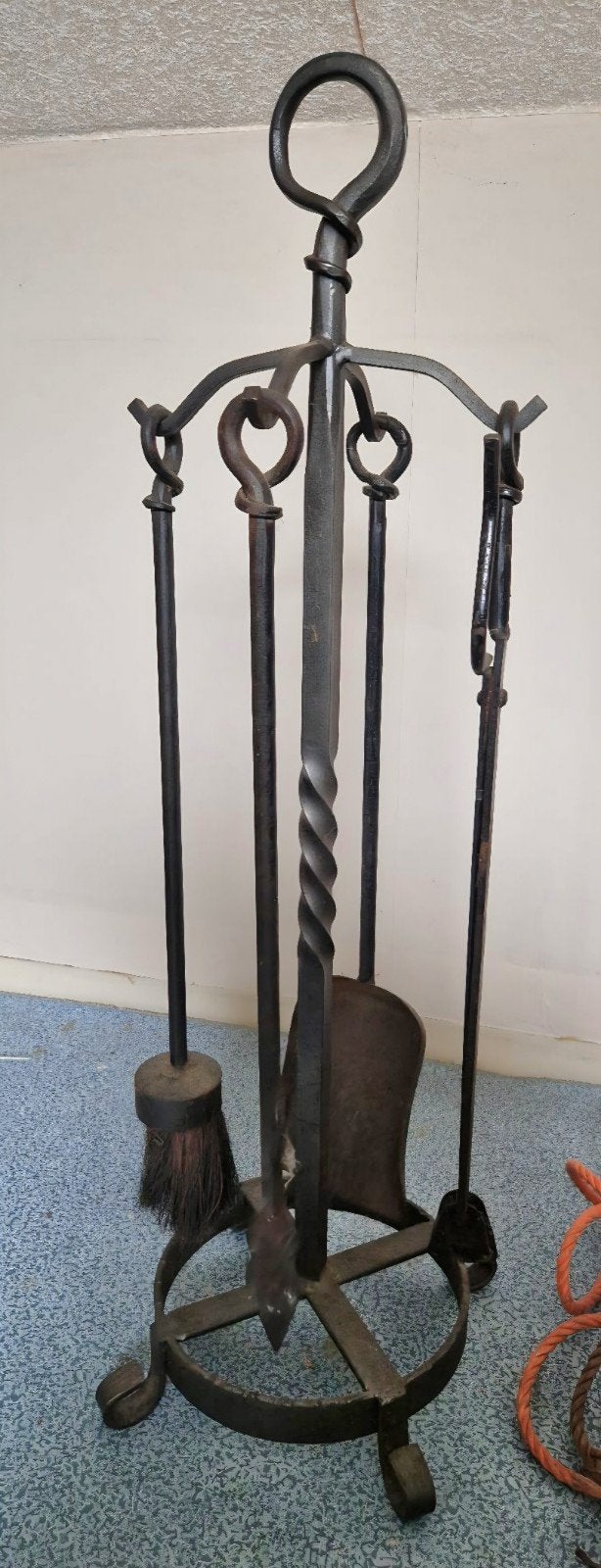 Antieke smeedijzeren openhaard set, Ophalen, Klassiek, Metaal, Gebruikt