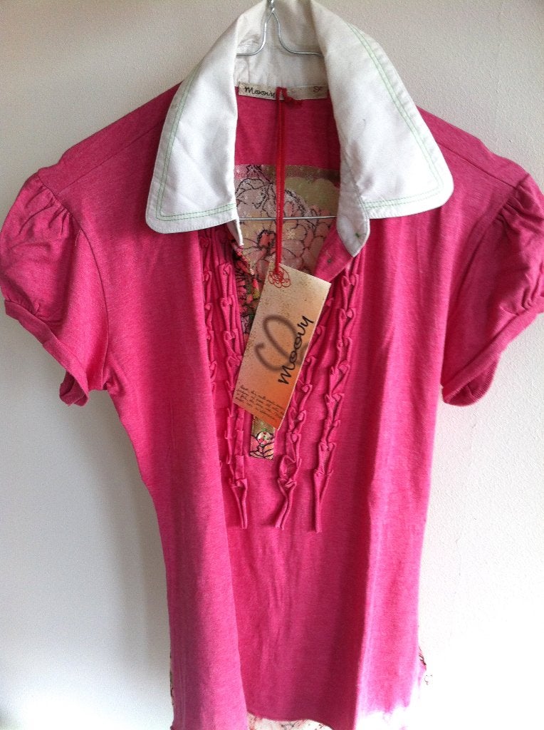 Moovy viscose top met gaas rug, koel! S/M, Kleding | Dames, Ophalen of Verzenden, Zo goed als nieuw, Korte mouw, Roze