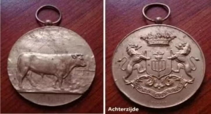 Vergulde medaille, Veeprijskamp, Lokeren Belgie., Verzenden, Overige materialen, Buitenland
