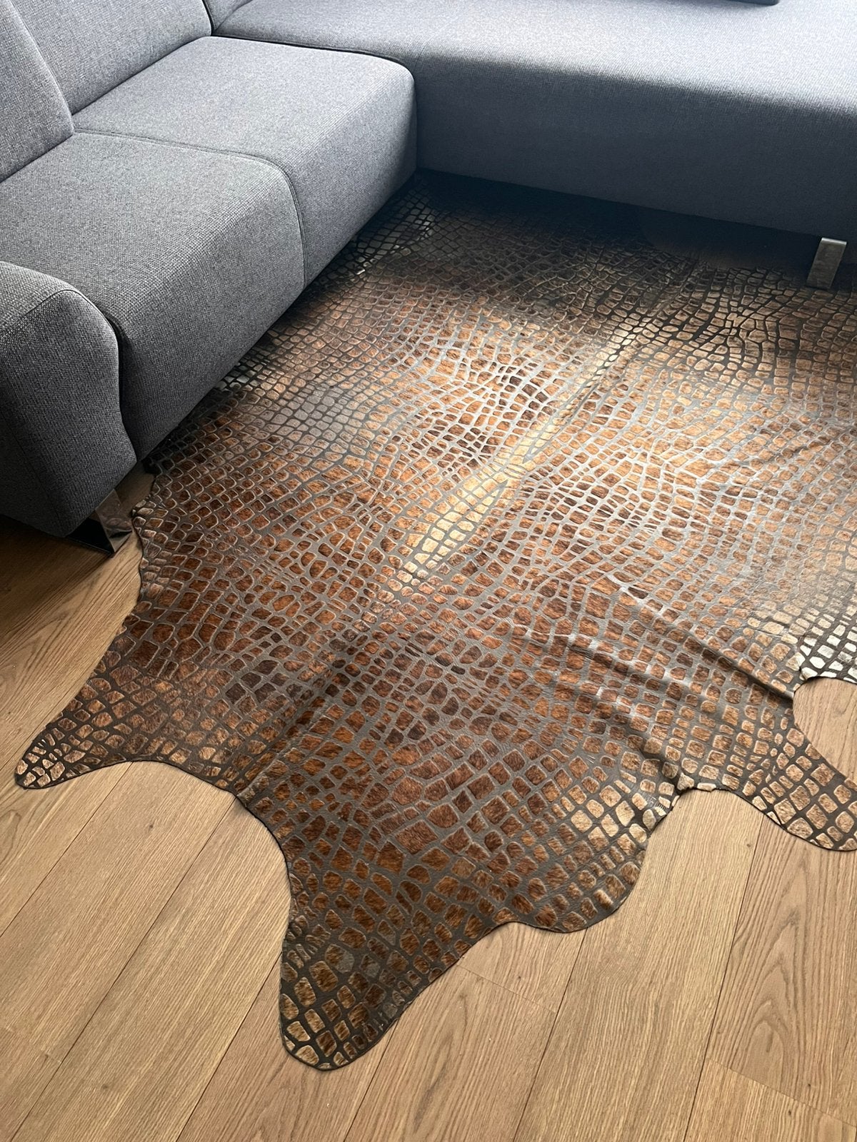 Origineel Erik Kuster leder designkleed | 218 x 193 cm, Huis en Inrichting, Ophalen of Verzenden, Zo goed als nieuw, Rechthoekig