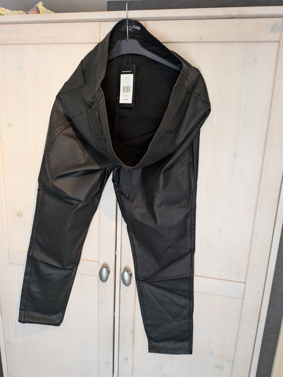 Norah zwarte imitatie leren broek, maat 48, nieuw met kaartj, Zwart, Maat 46/48 (XL) of groter, Nieuw, Ophalen of Verzenden