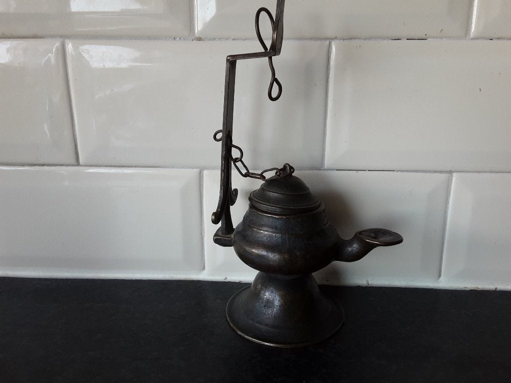 OUDE BRONZEN OLIELAMPJE, Antiek en Kunst, Ophalen of Verzenden, Brons