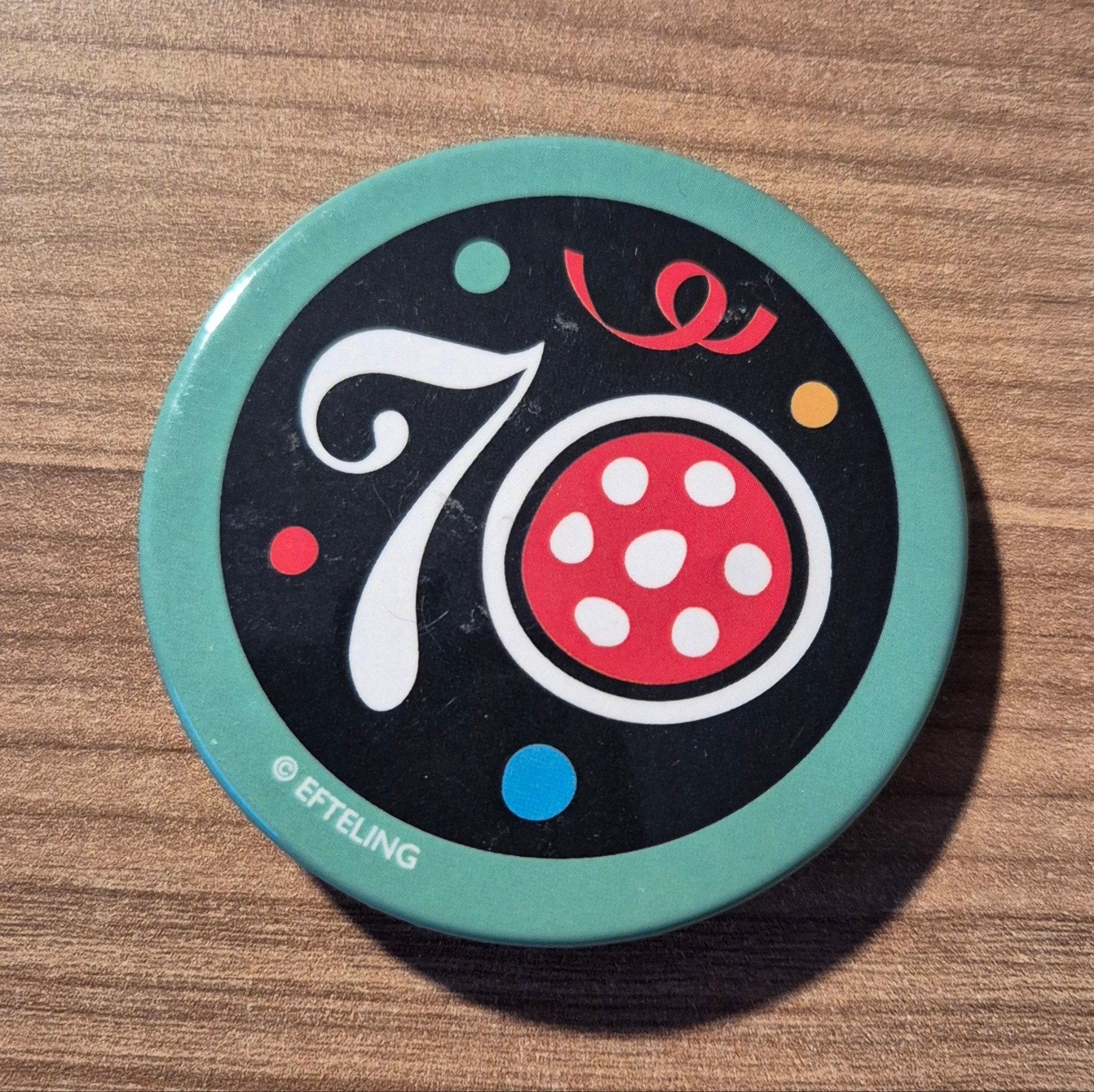 Efteling button - 70 jaar groen, Verzamelen, Efteling, Ophalen of Verzenden, Nieuw, Button of Speldje