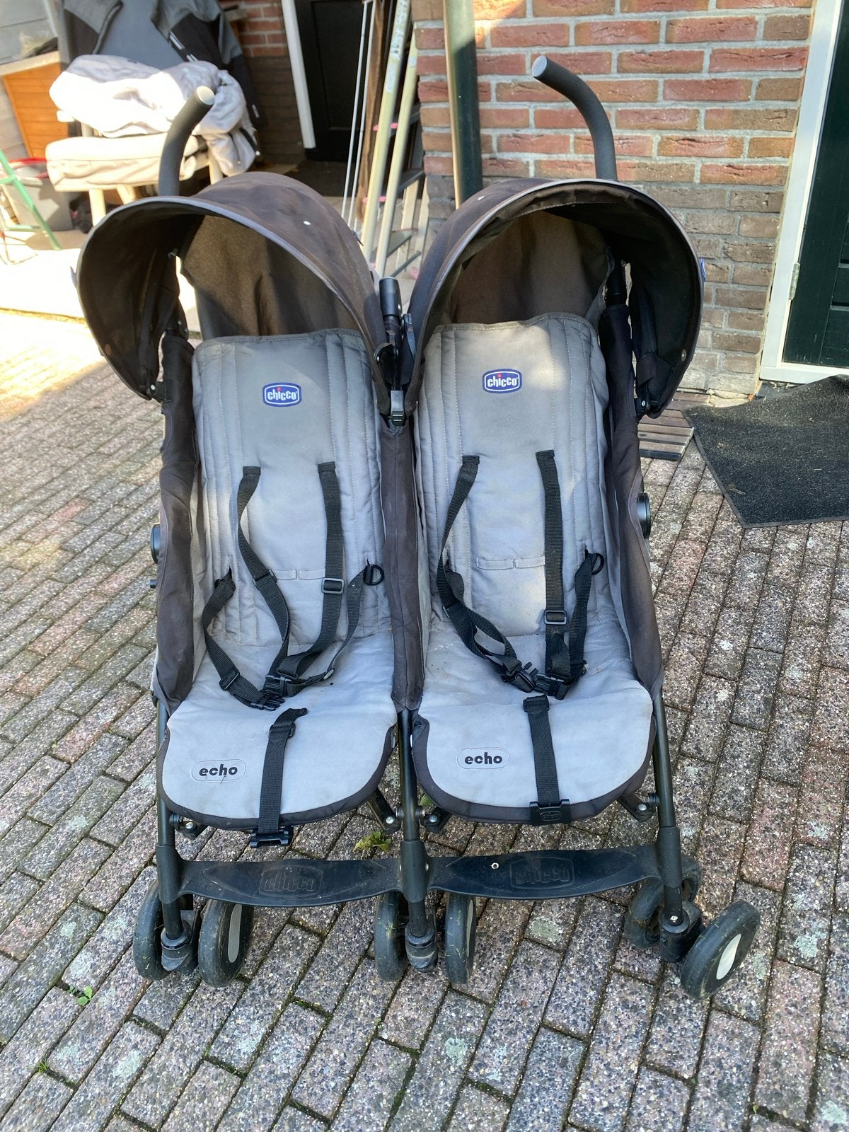 Chicco Echo Tweelingbuggy met winterzakken, Gebruikt, Duowagen, Ophalen of Verzenden, Kinderwagen
