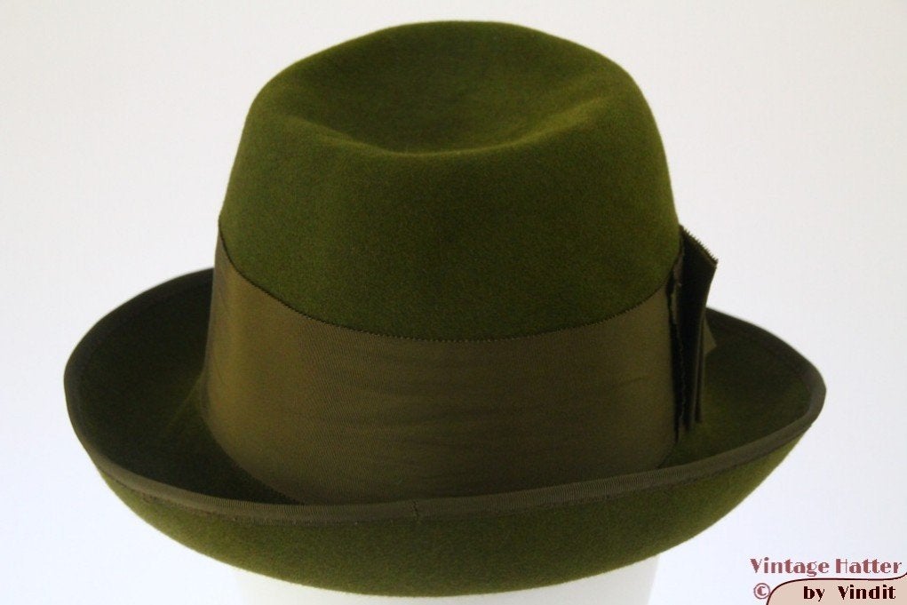 Vintage Dameshoed Ischler Hut groen 56 gratis verzenden NL, 56 of 57 cm (M, 7 of 7⅛ inch), Hoed, Ophalen of Verzenden, Ischler Hut