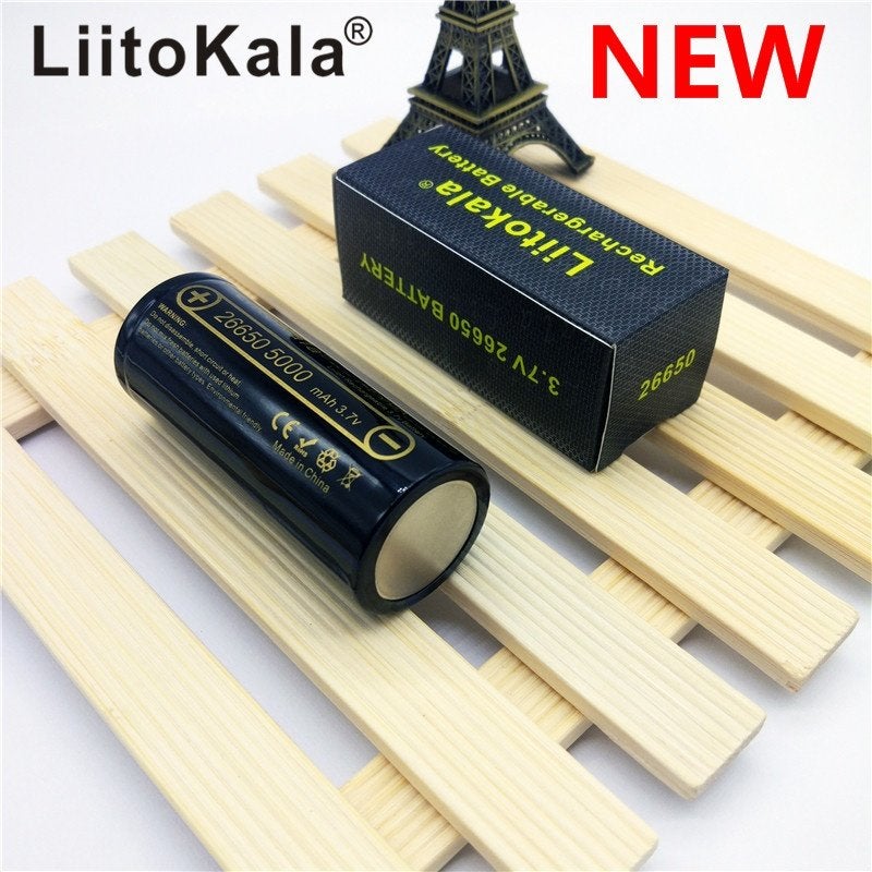 LiitoKala 26650-50A 5000mAh oplaadbare 3,7 volt batterij, Ophalen of Verzenden, Nieuw, Oplaadbaar