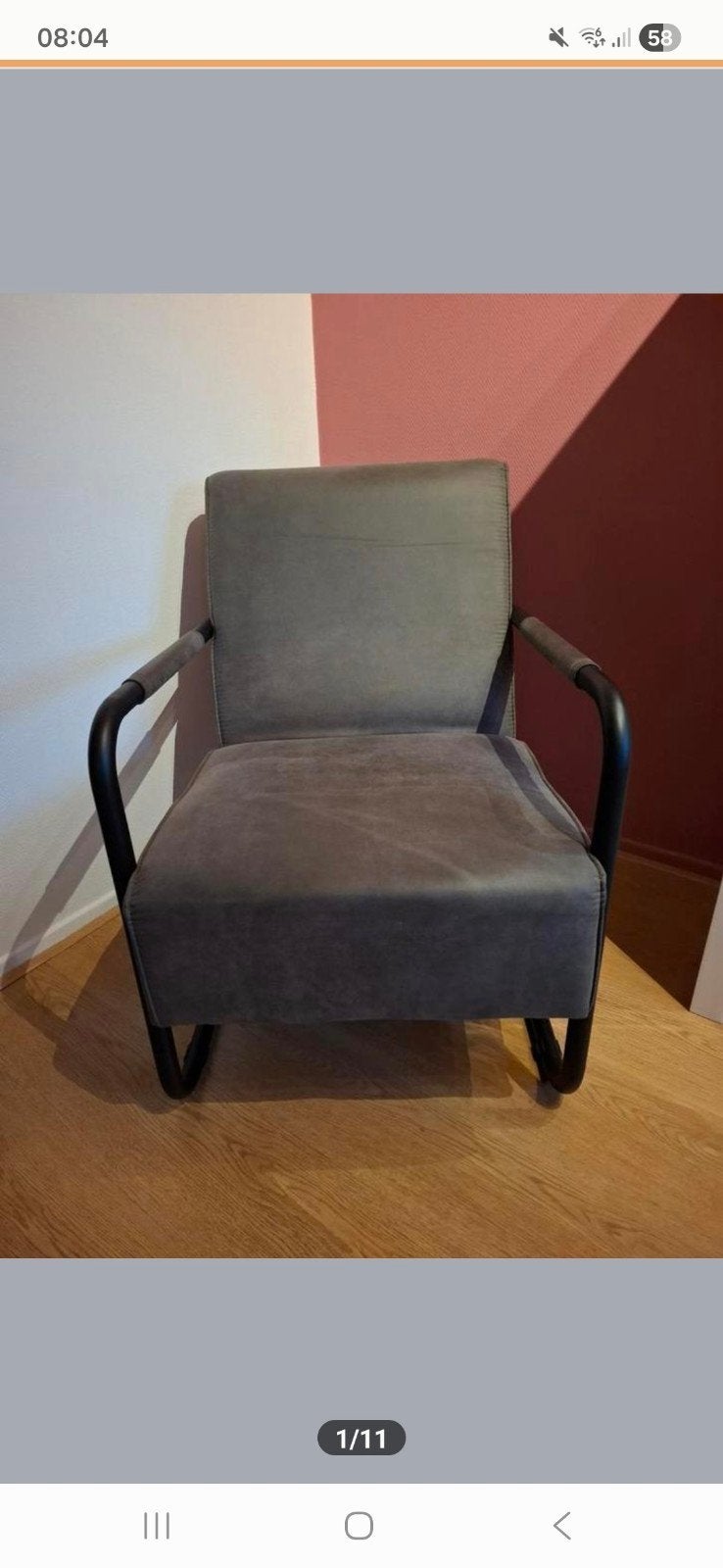 grijze fauteuil, Ophalen of Verzenden, Zo goed als nieuw, 50 tot 75 cm, Leer
