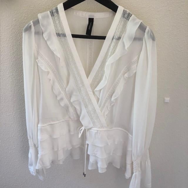 Marccain blouse met kant ALS NIEUW maat 5, Wit, Maat 42/44 (L), Ophalen of Verzenden, Zo goed als nieuw