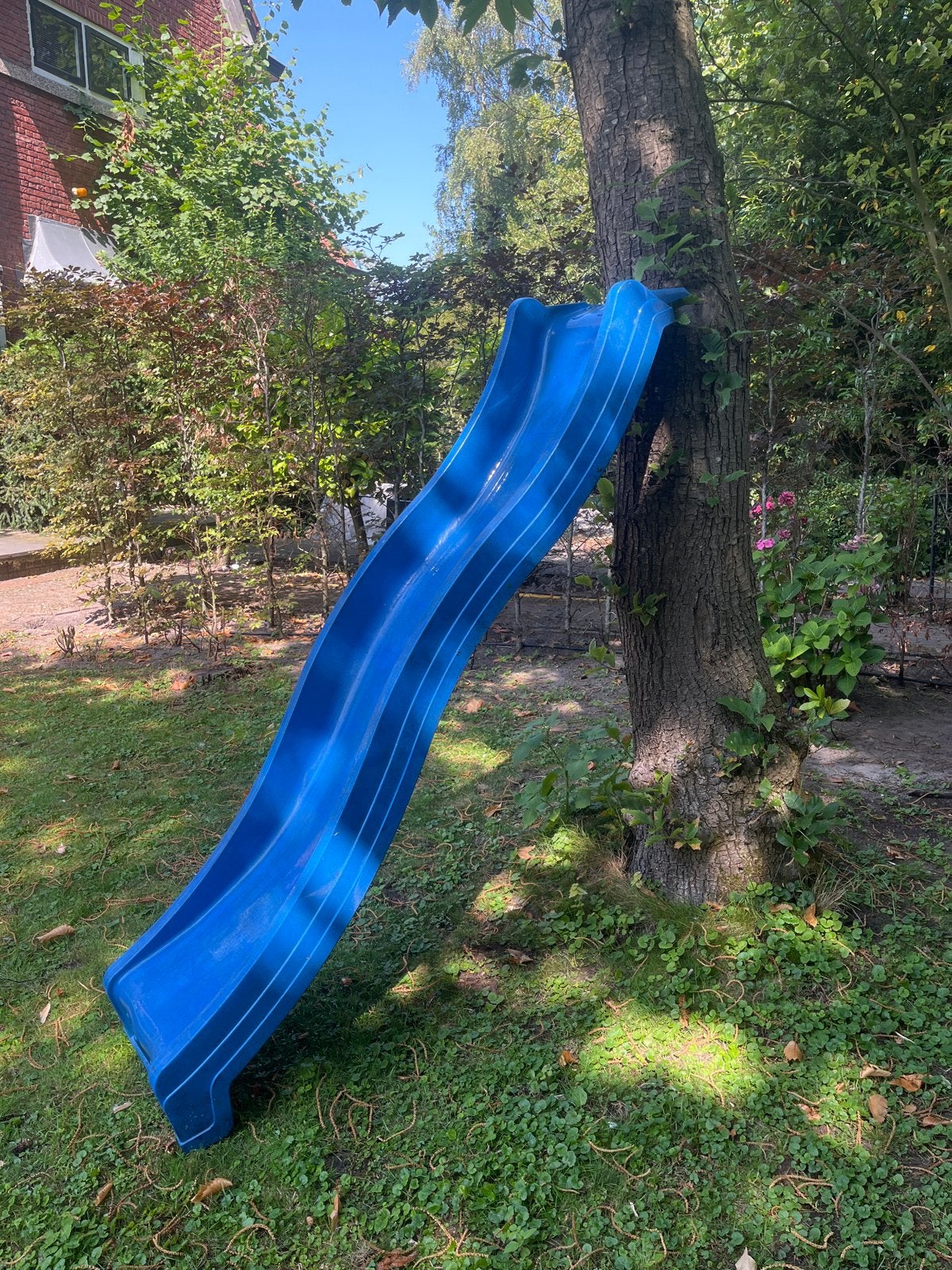 Blauwe glijbaan voor speeltuin of boomhut, Kinderen en Baby's, Speelgoed | Buiten | Speeltoestellen, Ophalen, Gebruikt, Glijbaan
