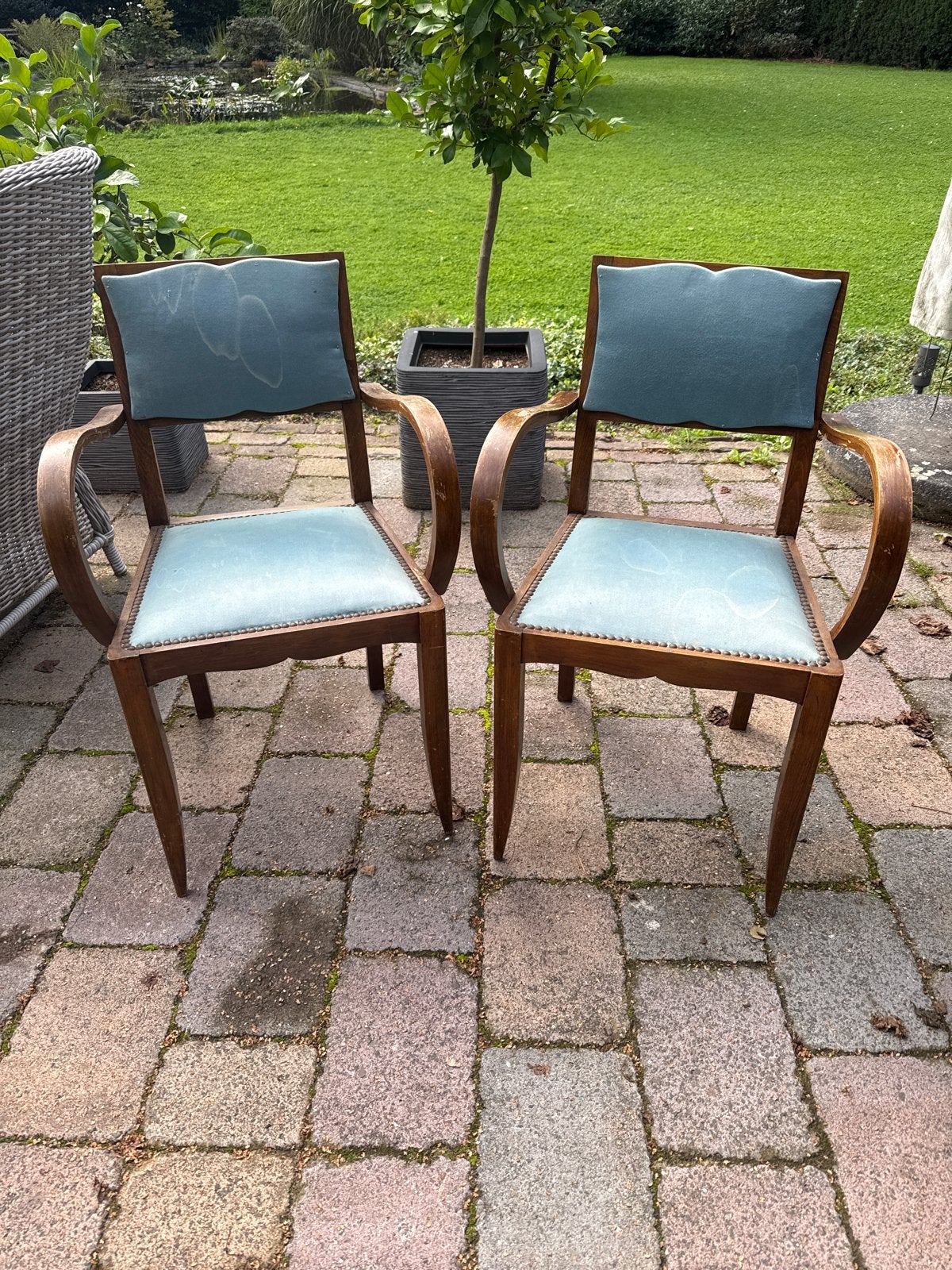 Paar vintage Art Deco bridgefauteuils, Ophalen of Verzenden