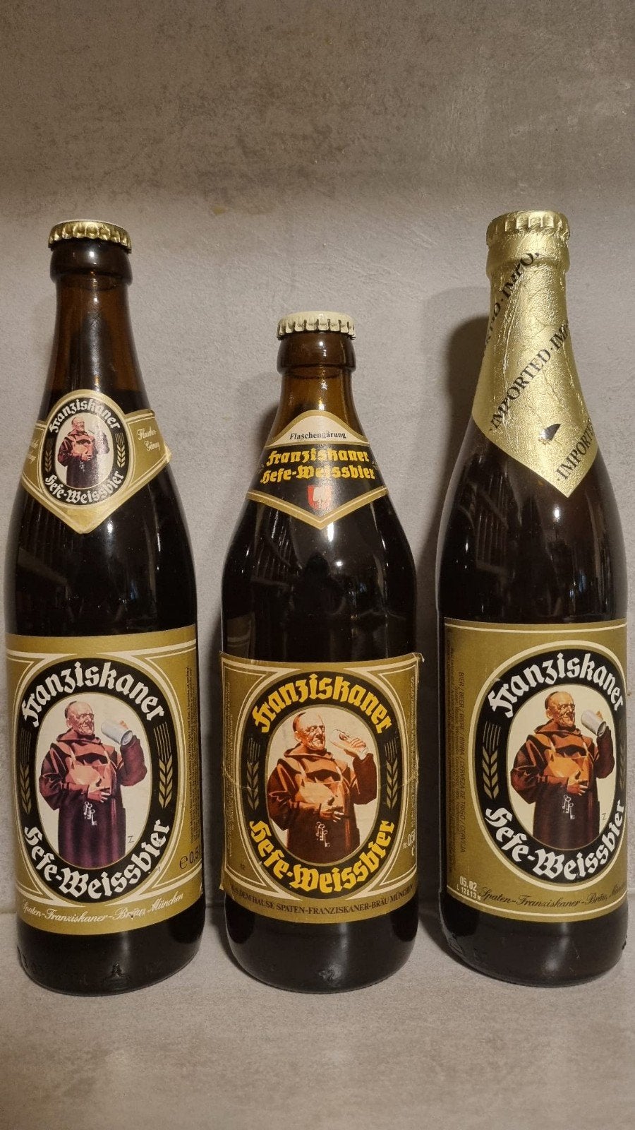 3 Franziskaner 50cl - tht '82, '91 & Import '02 - München, Ophalen of Verzenden, Zo goed als nieuw, Flesje(s), Overige merken