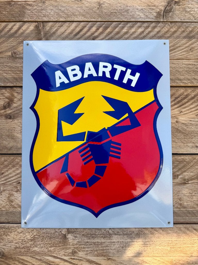 emaille Abarth bord 40x50cm | FIAT 500 124 600 850 595, Ophalen of Verzenden, Nieuw, Reclamebord