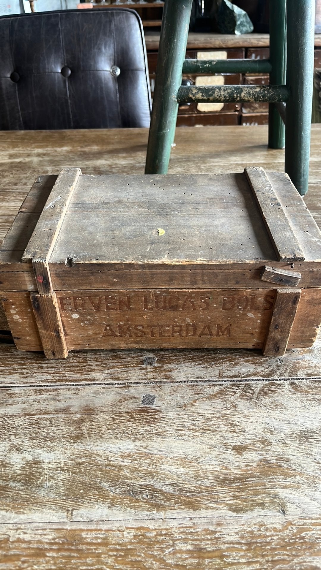 antiek houten Bols kistje – Erven Lucas Bols Amsterdam, Verzamelen, Merken en Reclamevoorwerpen, Ophalen of Verzenden, Gebruikt