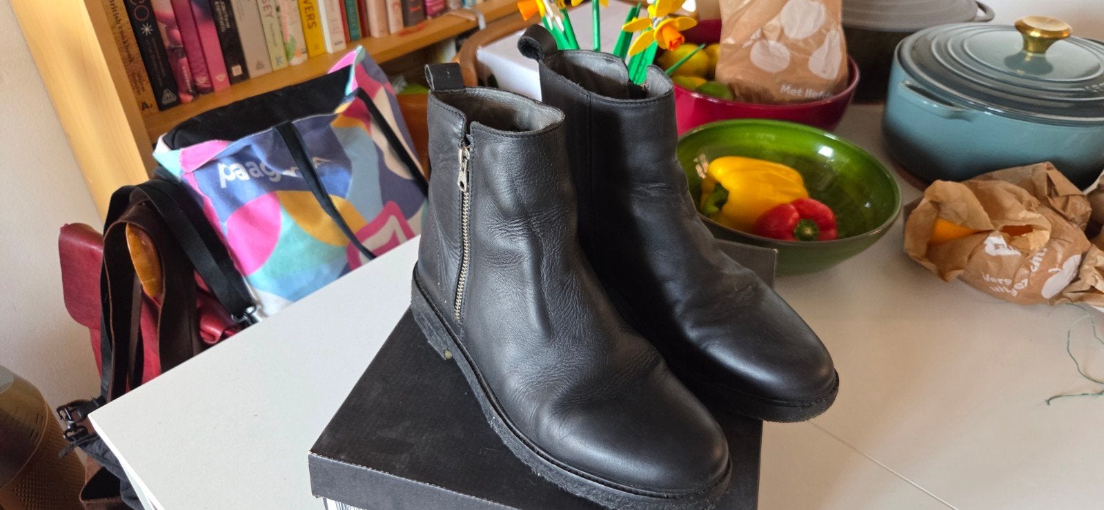 Blackstone biker enkellaarzen zwart leer 39/40, Ophalen of Verzenden, Zo goed als nieuw, Zwart