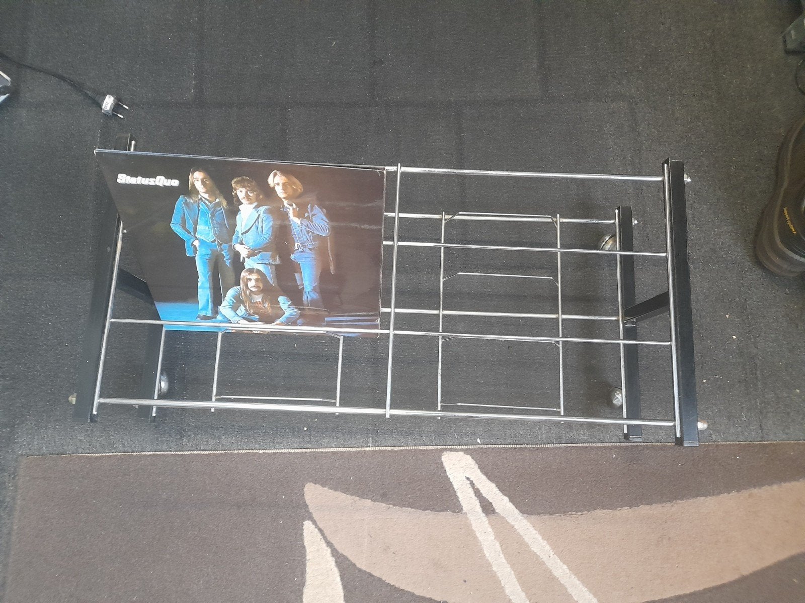Vintage Langspeel vinyl platenrek op wielen- metaal, Ophalen, Huis en Inrichting
