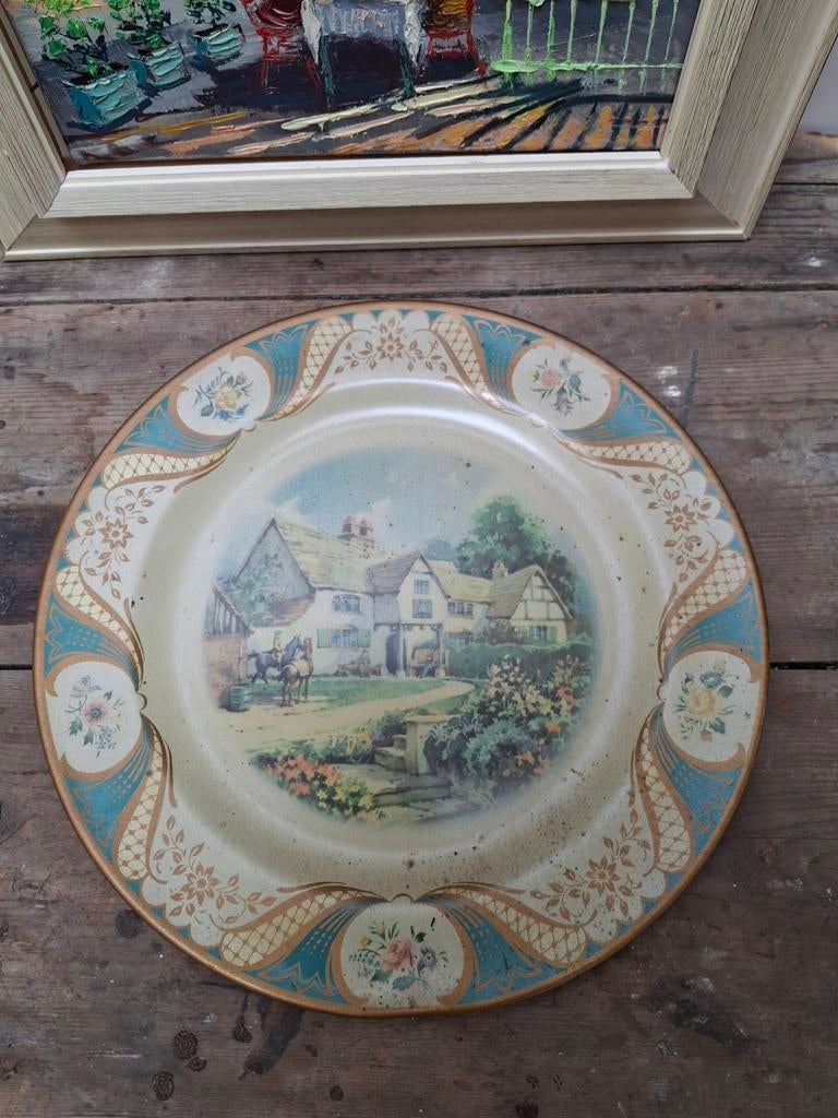 Prachtig emaille bordje met landschap, Ophalen of Verzenden