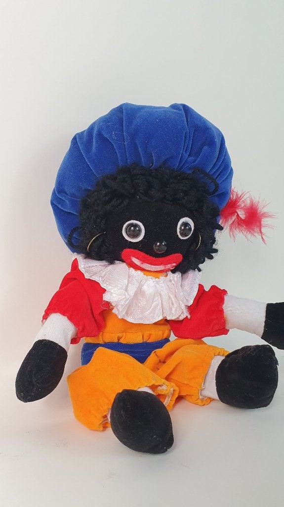 Zwarte Piet knuffel pop, met ijzerdraad. 33 cm. 8B12, Tweedehands verkoop, Tweedehands verkoop, Gebruikt, Overige typen