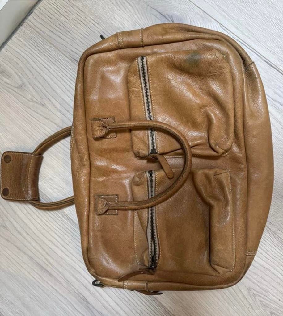 Cowboybag Leren Tas Cognac, Ophalen, Zo goed als nieuw