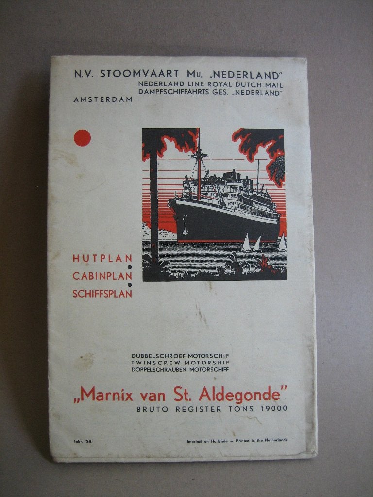 Stoomvaart Mij. Nederland hutplan Marnix van St. Aldegonde, Verzamelen, Ophalen of Verzenden, Gebruikt, Kaart, Foto of Prent