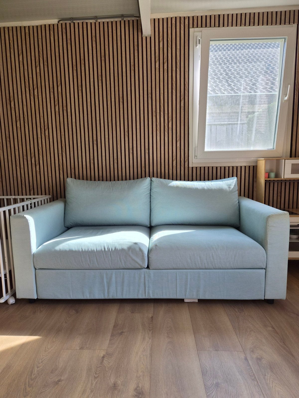 IKEA VIMLE slaapbank - Saxemare Lichtblauw, Huis en Inrichting, Ophalen, Tweepersoons, 140 cm, Zo goed als nieuw
