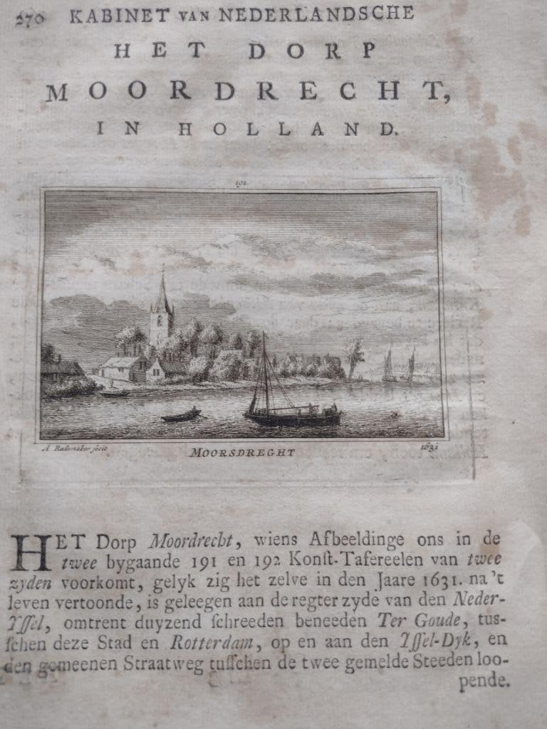 191/ Moordrecht/ Moorsdrecht Kopergravure 18e Eeuw, Ophalen of Verzenden