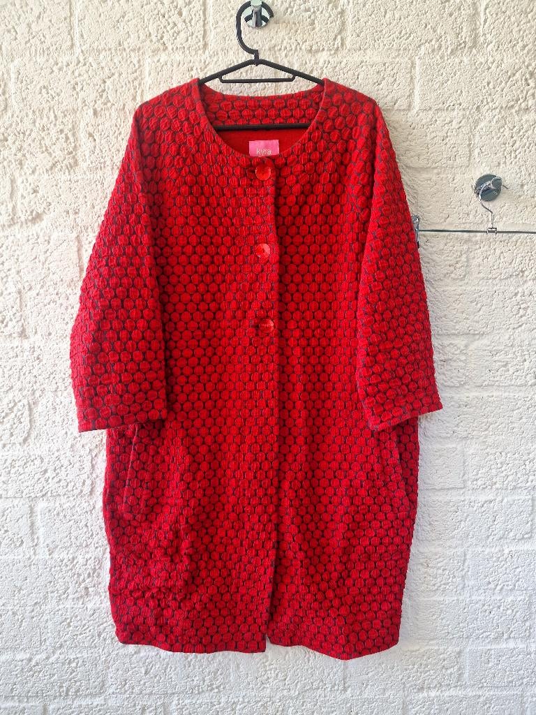 Kyra & Ko jas rood structuur XL chic, Ophalen of Verzenden, Zo goed als nieuw, Maat 46/48 (XL) of groter, Rood