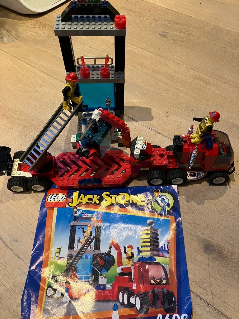 Lego Jack Stone 4608: Brandweerwagen met ladder, Gebruikt, Overige thema's, Lego, Ophalen of Verzenden