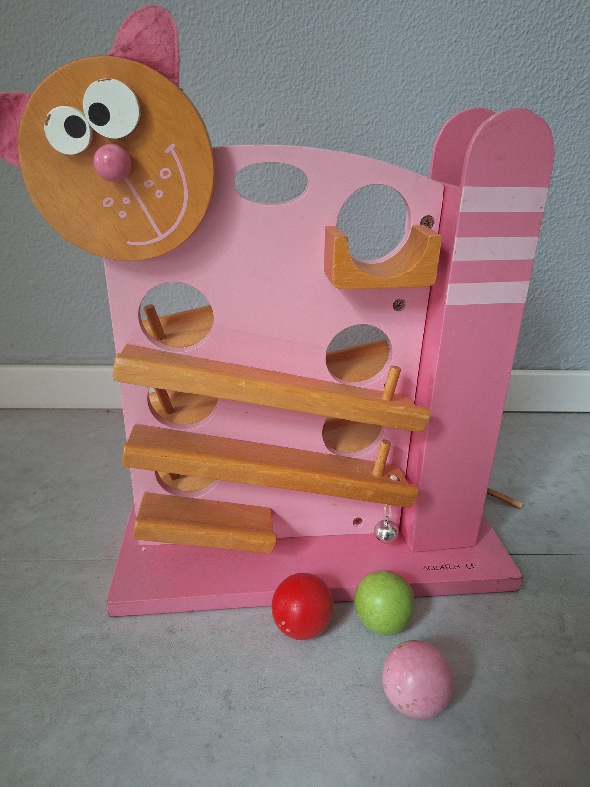 Houten ballenbaan kat - Scratch, Ophalen of Verzenden, Gebruikt, Overige typen, Met geluid