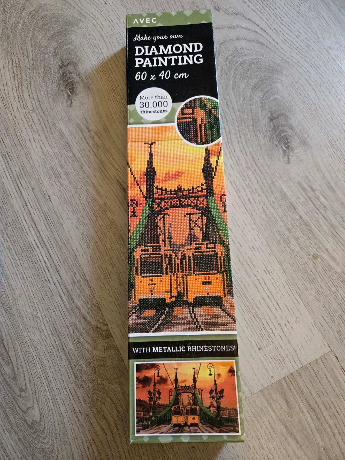 Diamond Painting Set 60x40 cm - Brug met Trams, Gebouwen, Diamond painting, Nieuw, Meerkleurig