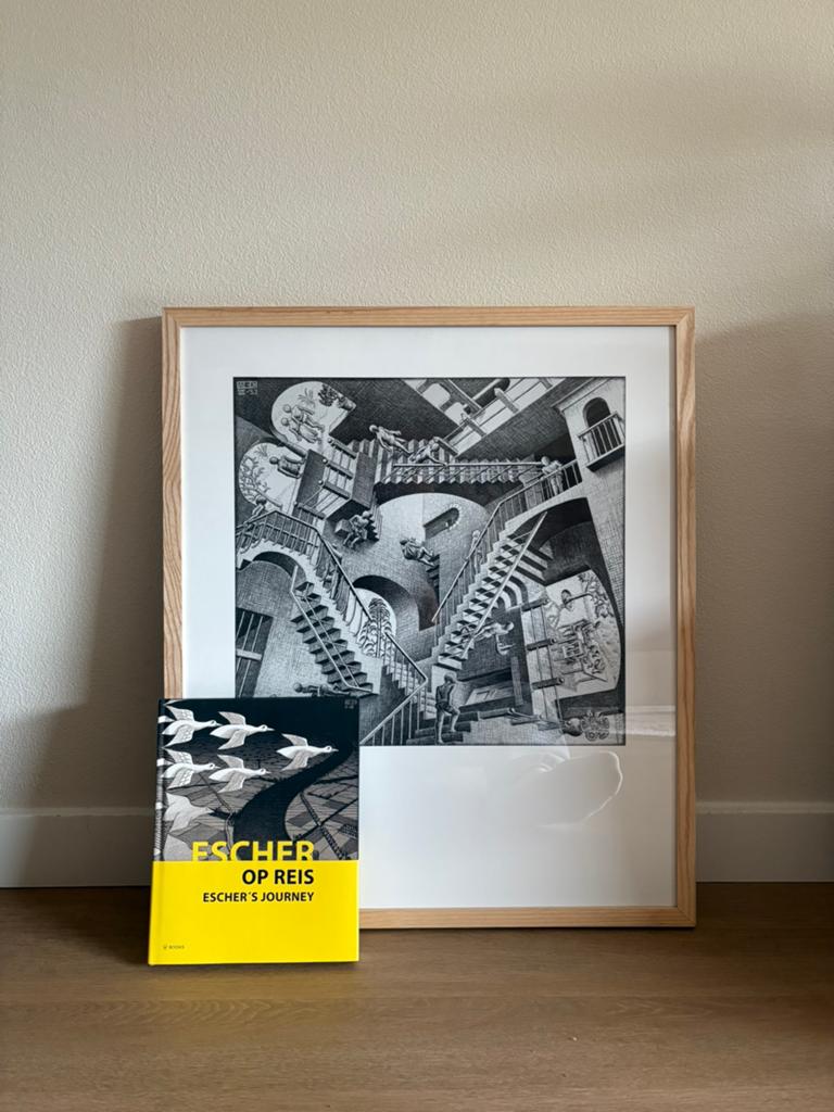 Ingelijste Escher reproductie + boek ALS NIEUW!, Ophalen