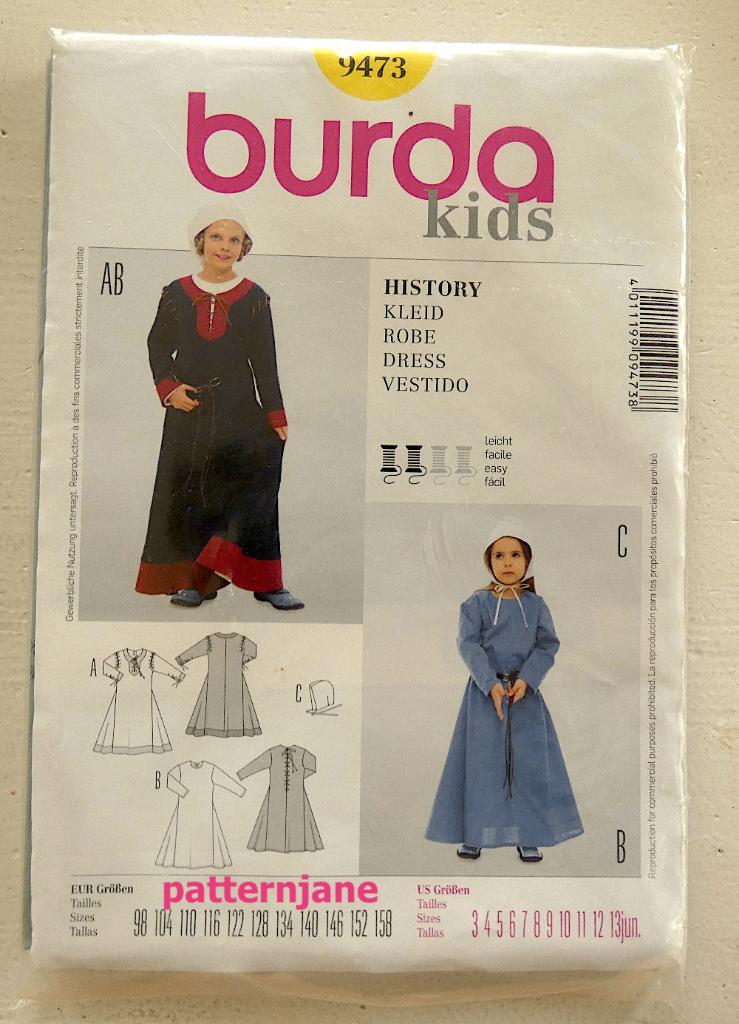 nr. 9473 Burda *nieuw patroon van een historische jurk kind, Overige typen, Kind, Verzenden, Nieuw