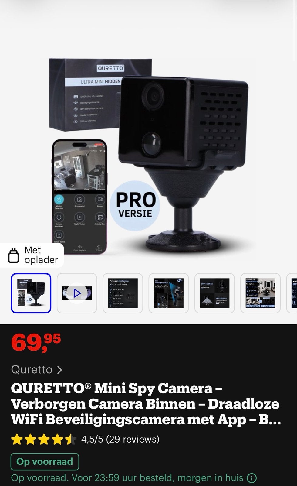 Spy camera / Vervorgen camera / mini beveiligingscamera, Ophalen, Nieuw