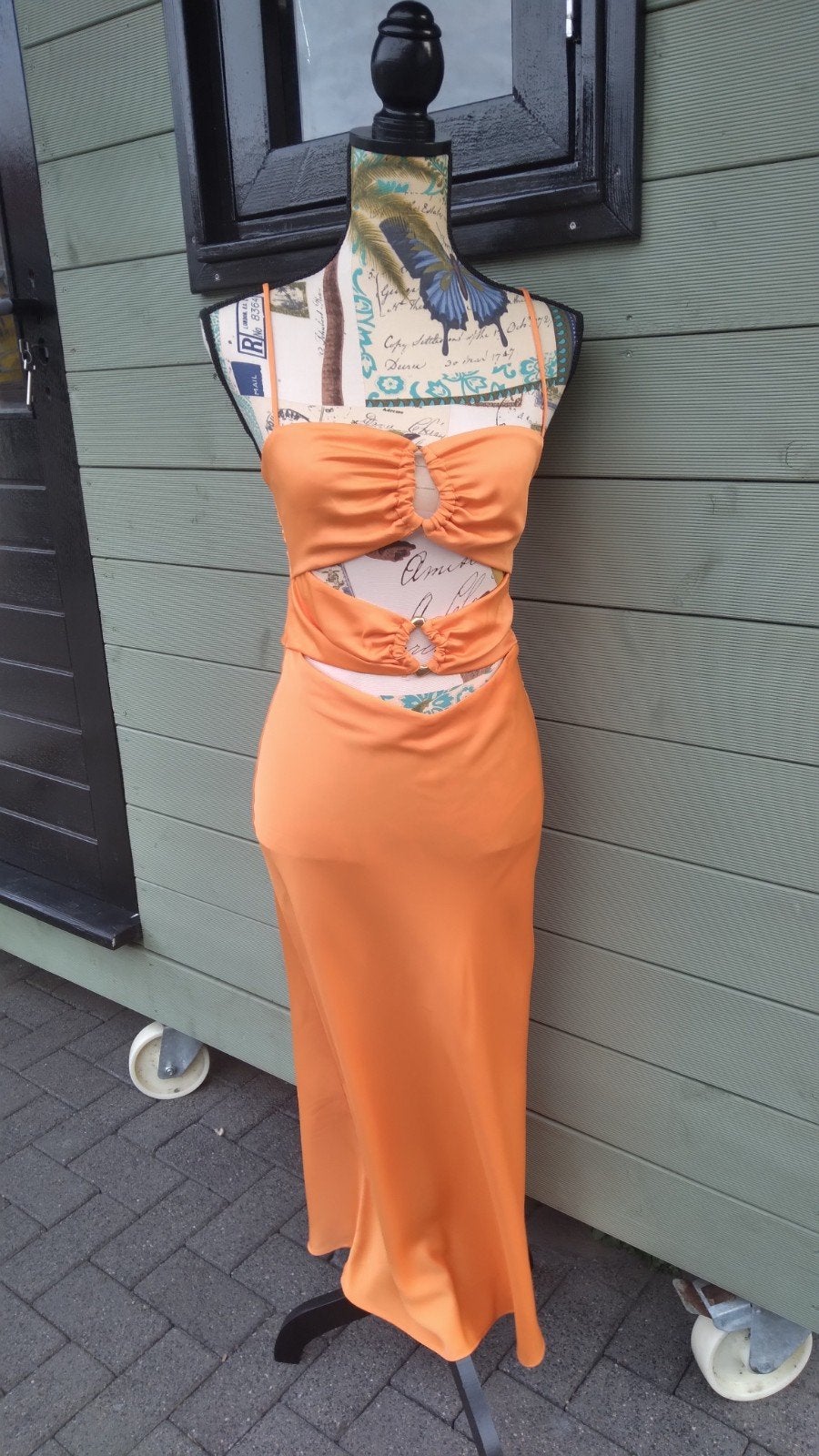 Zara jurk satijn oranje cut out S, Verzenden, Zara, Nieuw, Oranje