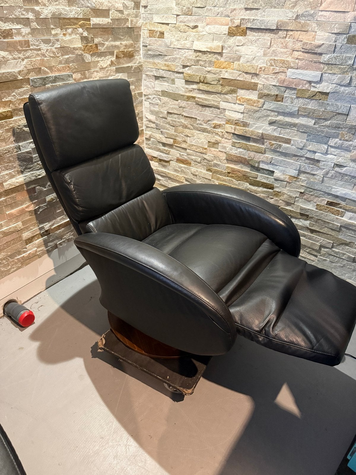 Prominent Relaxfauteuil - Zwart Leer, Huis en Inrichting, Gebruikt, ., Zwart, Leer