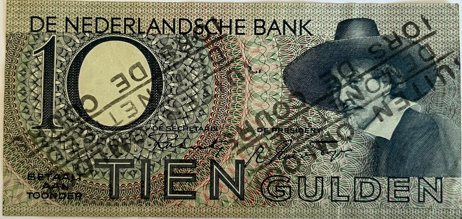 Tien gulden 1944 met buiten omloop stempel net biljet, Postzegels en Munten, Bankbiljetten | Nederland, Ophalen of Verzenden, 10 gulden