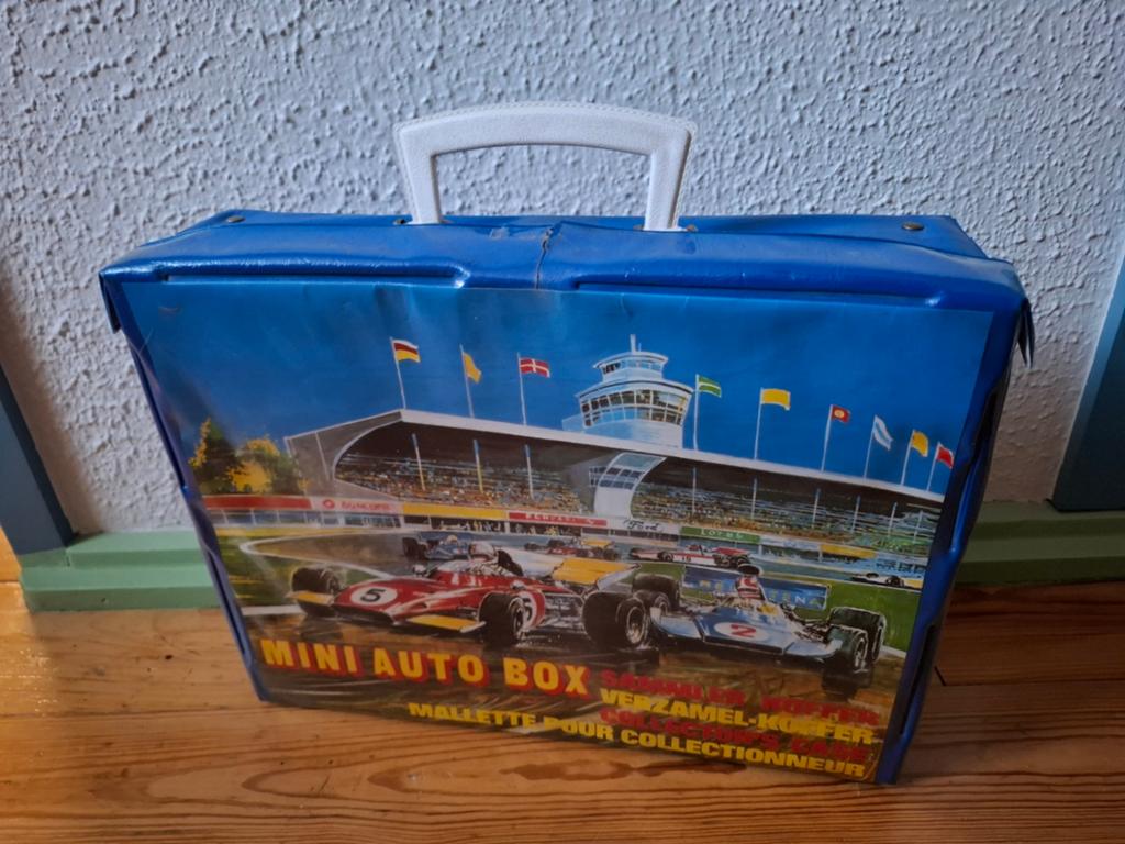 Vintage Autokoffer Matchbox formaat met 4 gave rekjes, Ophalen of Verzenden, Gebruikt, Overige typen