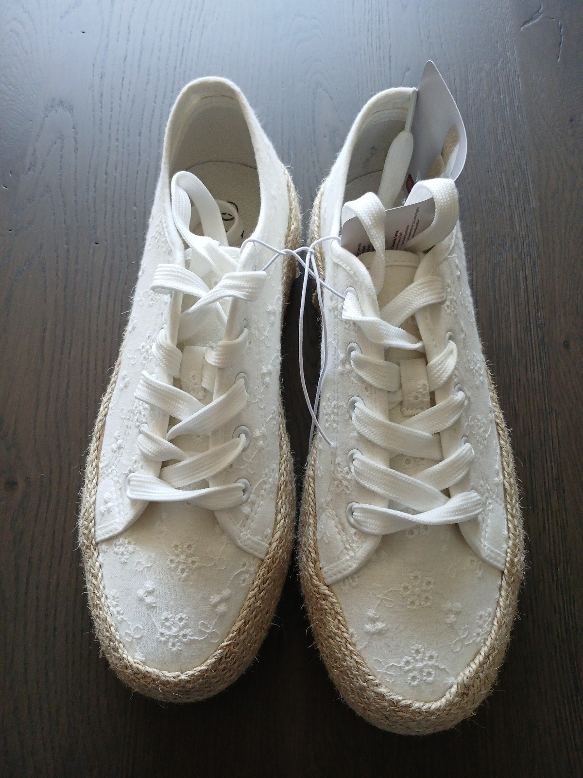 Schoenen/zomerschoenen/damesschoen broderie/jute 38, Wit, Nieuw, Ophalen of Verzenden, Sneakers of Gympen