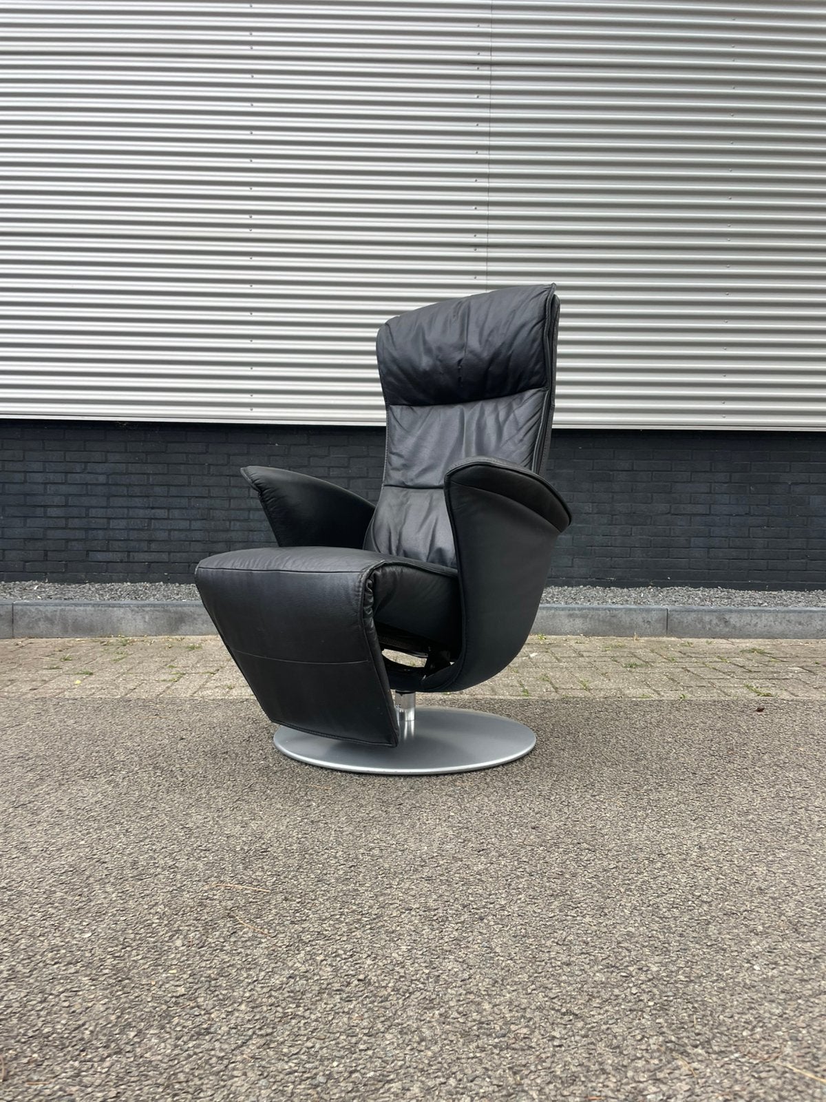 Nette zwarte leren relax fauteuil / relax stoel draaibaar, Minder dan 75 cm, Ophalen of Verzenden, 50 tot 75 cm, A