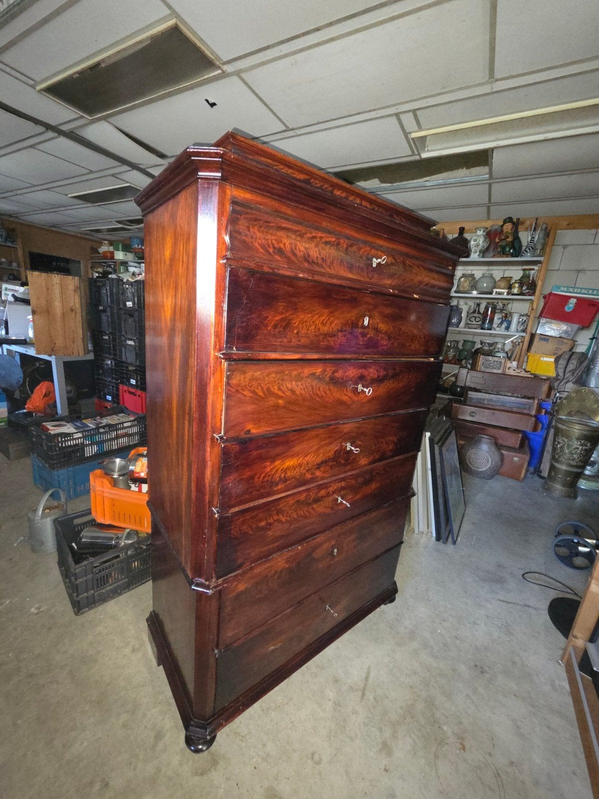 prachtige antieke mahonie houten ladenkast, Ophalen