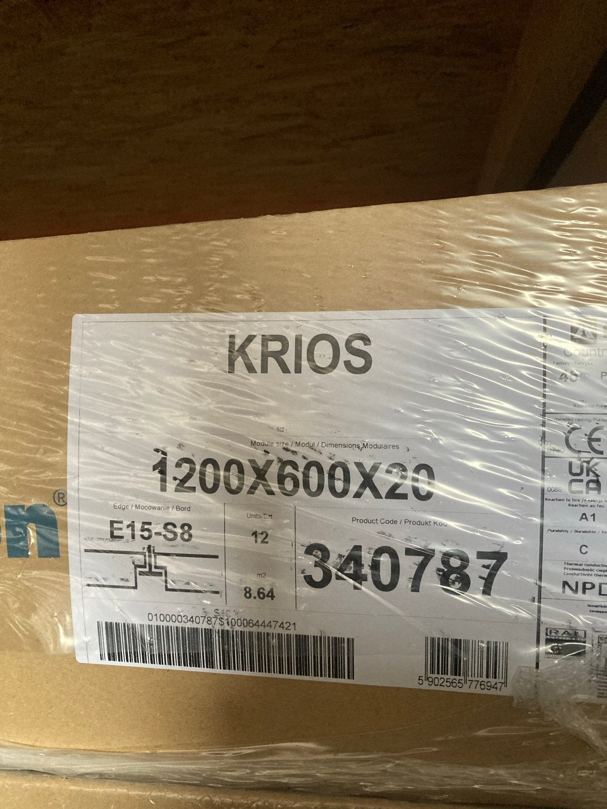 Rockfon Krios plafondplaten 1200x600x20 mm. E15 doorzak, Ophalen, Nieuw, Overige materialen, 20 tot 50 mm