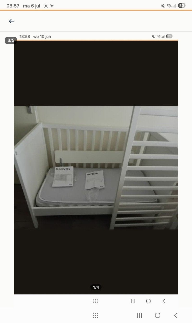 Ikea sundvik ledikant en bedrand, Gebruikt, Minder dan 140 cm, Minder dan 70 cm, Ophalen