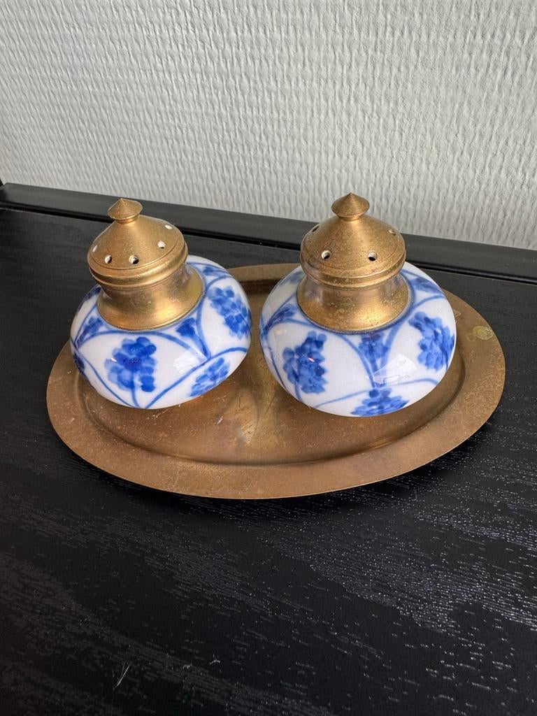 Vintage Delfts Blauw Zout- en Peperstel, Antiek en Kunst, Ophalen of Verzenden