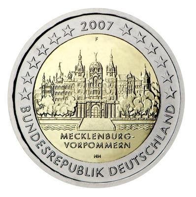 Duitsland Mecklenburg-Vorpommern 2 Euro 2007 D + F, Postzegels en Munten, Munten | Europa | Euromunten, Ophalen of Verzenden, Duitsland