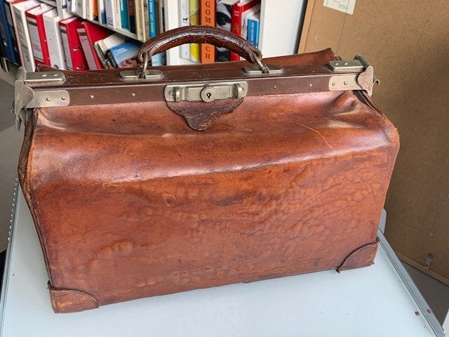 Mooie vintage leren tas, Ophalen, Gebruikt, Bruin, Leer