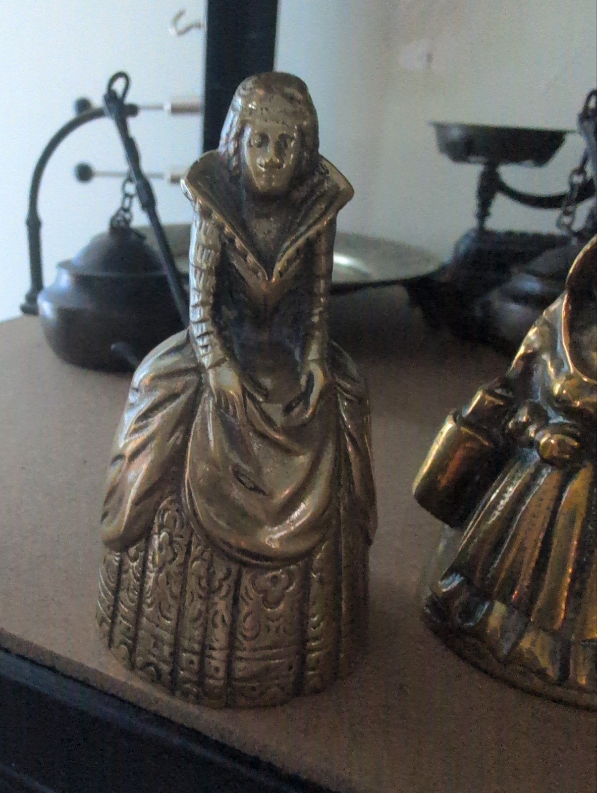 Set van 5 antieke messing bellen, diverse figuren, Ophalen